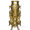 Religious Luxury Golden Bronze Vase Statue